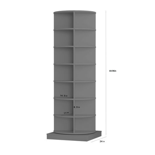 Meuble à Chaussures Rotatif 360° 28 Paires Avec Structure En Mdf Gris