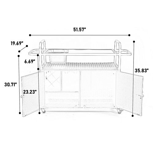 Desserte De Bar 131 Cm Avec Plateau En Acier, Beige