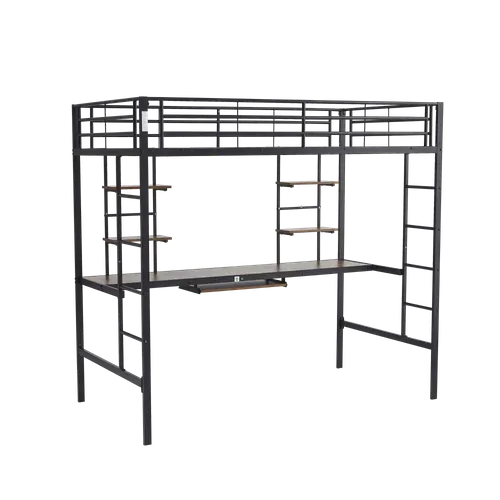 Lit Mezzanine 90x190 Cm Avec Structure Métallique Noir