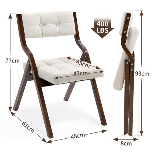 Chaise Pliante Crème Avec Coussin Rembourré Pour Salle à Manger
