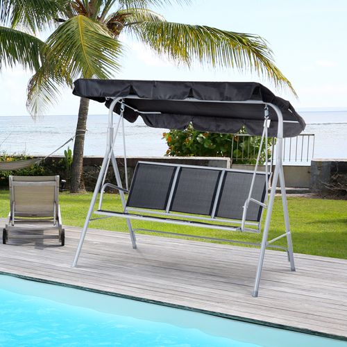 Balancelle De Jardin 3 Places 171 Cm Avec Structure En Acier Gris