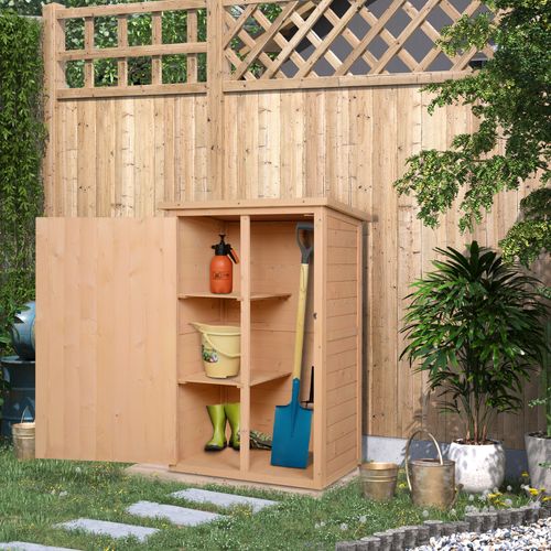 Armoire De Jardin 75 X 56 X 115 Cm Avec 2 étagères, En Bois Naturel