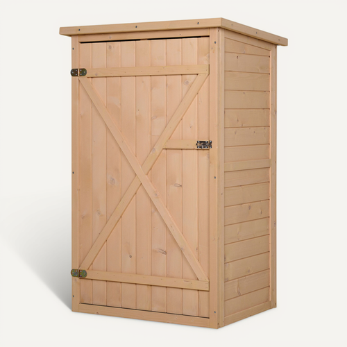 Armoire De Jardin 75 X 56 X 115 Cm Avec 2 étagères, En Bois Naturel