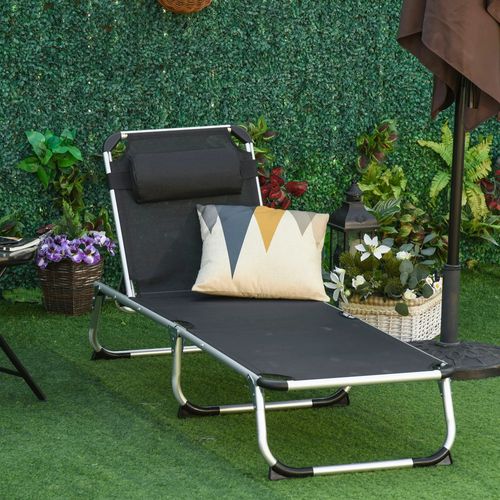 Bain De Soleil Pliant Avec Structure En Aluminium Noir