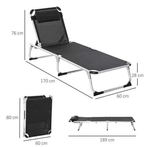 Bain De Soleil Pliant Avec Structure En Aluminium Noir