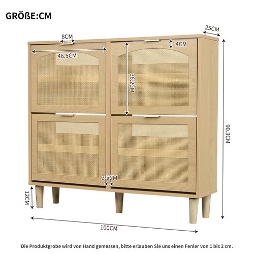 Meuble à Chaussures 100 Cm Avec 4 Abattants Et Décor Chêne Clair