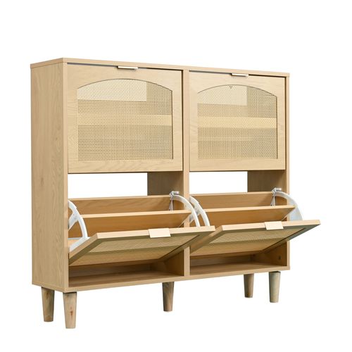 Meuble à Chaussures 100 Cm Avec 4 Abattants Et Décor Chêne Clair