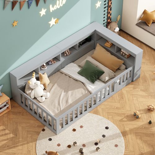 Lit Simple 90x200 Cm Avec Structure En Panneaux Gris