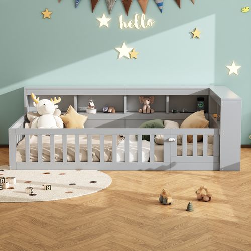 Lit Simple 90x200 Cm Avec Structure En Panneaux Gris