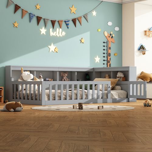Lit Simple 90x200 Cm Avec Structure En Panneaux Gris