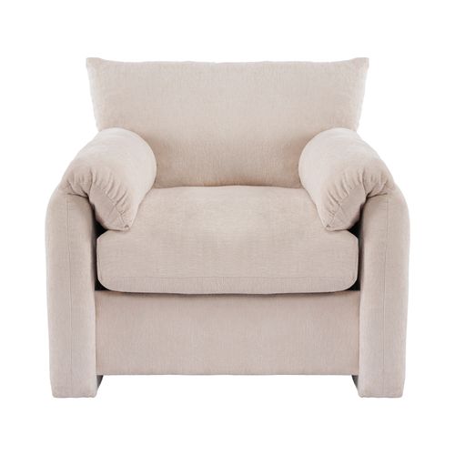 Fauteuil Beige En Chenille 96 X 82 X 84 Cm Pour Salon Et Chambre