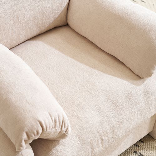 Fauteuil Beige En Chenille 96 X 82 X 84 Cm Pour Salon Et Chambre