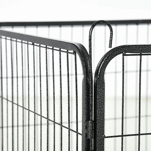 Parc Pour Chien Noir En Acier 12 Panneaux 80 X 60 Cm Pour Intérieur/extérieur