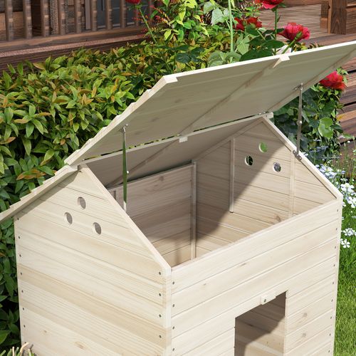 Abri Pour Canards Bois Naturel 100 X 82,5 X 91 Cm Avec Toit Ouvrant