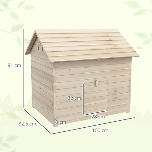 Abri Pour Canards Bois Naturel 100 X 82,5 X 91 Cm Avec Toit Ouvrant