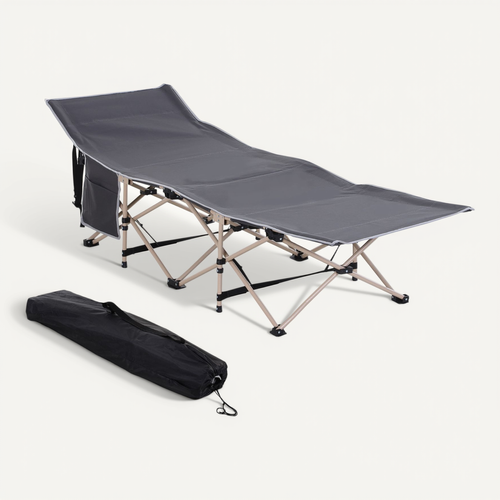 Lit De Camp EVER ADVANCED - XXL 213x105x50 Cm - Capacité 250 Kg - Acier Et Polyester 600D - Sac De Rangement Inclus