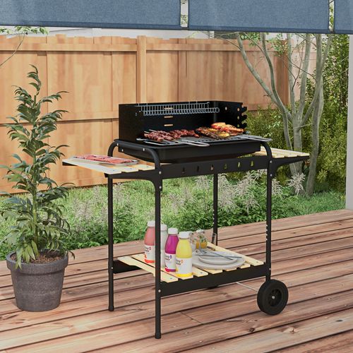 Barbecue Au Charbon 103x47x95 Cm Avec Structure En Métal Noir