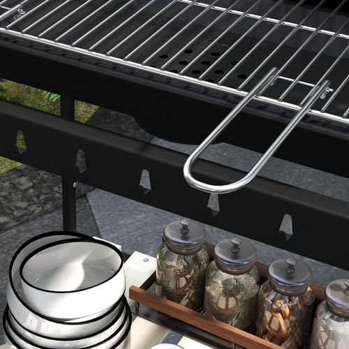 Barbecue Au Charbon 103x47x95 Cm Avec Structure En Métal Noir