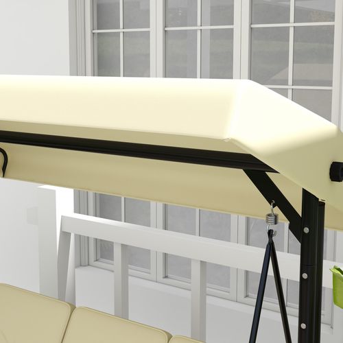 Balancelle 3 Places 195 Cm Avec Fonction Lit De Jour Et Toit Inclinable Beige
