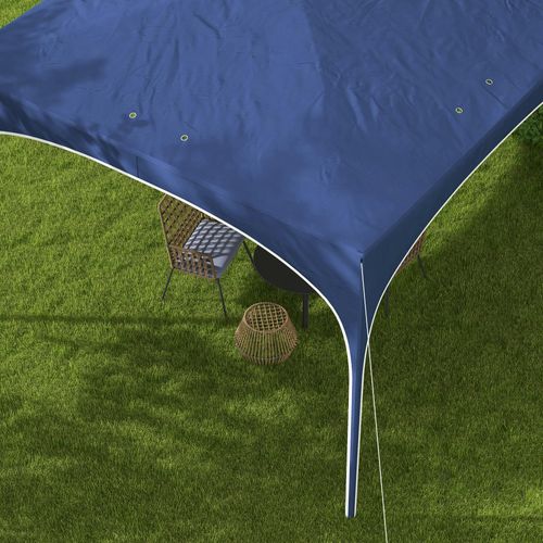 Tonnelle Pliante 289 X 289 Cm En Polyester Avec Armature En Acier, Bleue