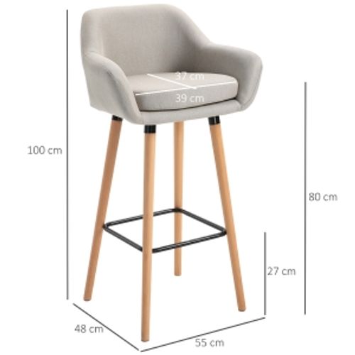 Lot De 2 Tabourets De Bar Beige Hauteur D’assise 80 Cm Pour Cuisine