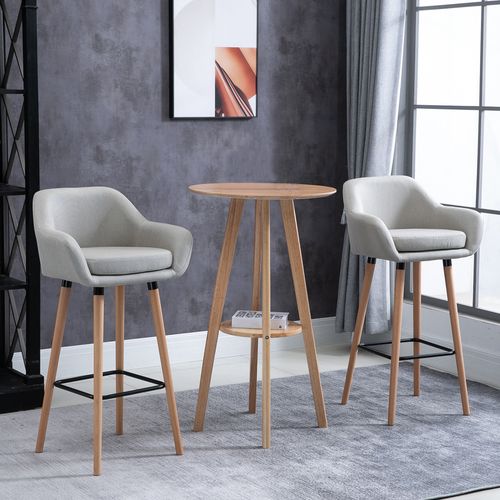 Lot De 2 Tabourets De Bar Beige Hauteur D’assise 80 Cm Pour Cuisine