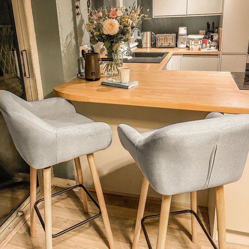 Lot De 2 Tabourets De Bar Beige Hauteur D’assise 80 Cm Pour Cuisine