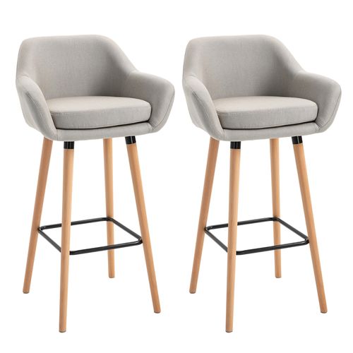 Lot De 2 Tabourets De Bar Beige Hauteur D’assise 80 Cm Pour Cuisine