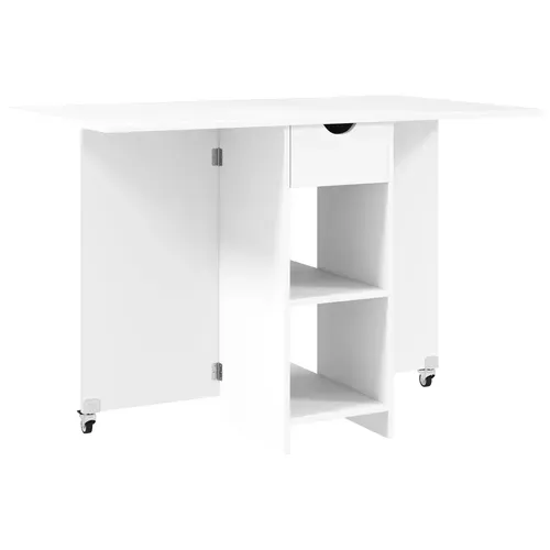 Table à Manger Pliante Blanche 114,5 X 70 X 75 Cm Pour Petits Espaces