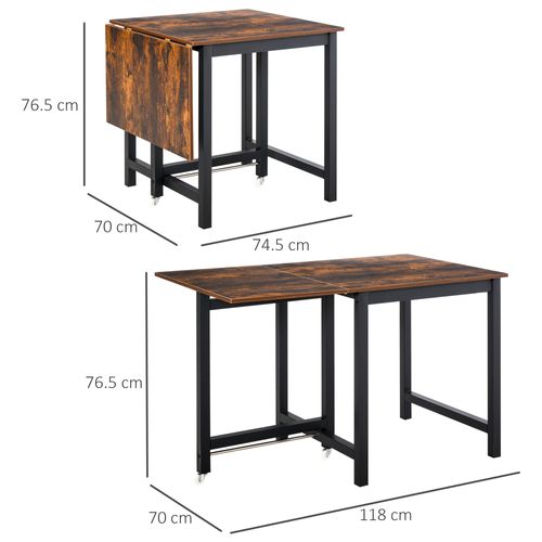 Table à Manger Pliante Marron 118 X 70 X 76,5 Cm Pour Cuisine