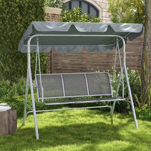 Balancelle De Jardin 3 Places 170 Cm Avec Structure En Acier Gris
