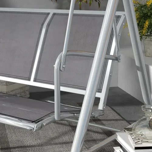 Balancelle De Jardin 3 Places 170 Cm Avec Structure En Acier Gris