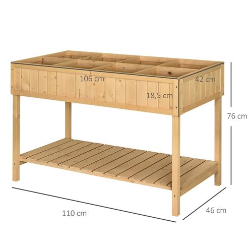 Carré Potager Surélevé 120x60 Cm Avec Structure En Bois Naturel