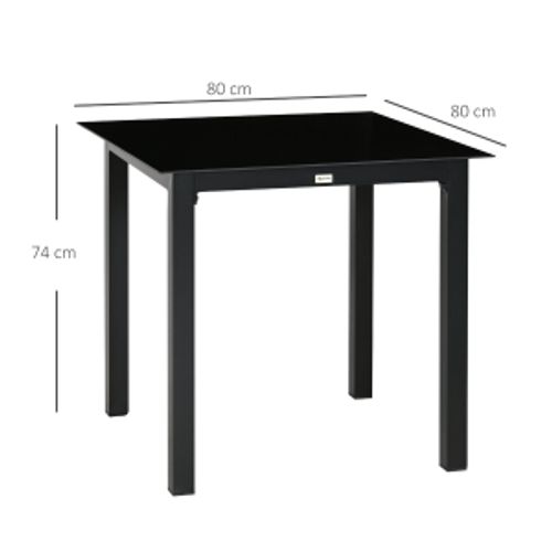 Table De Jardin 80x80 Cm Avec Structure En Aluminium Noir