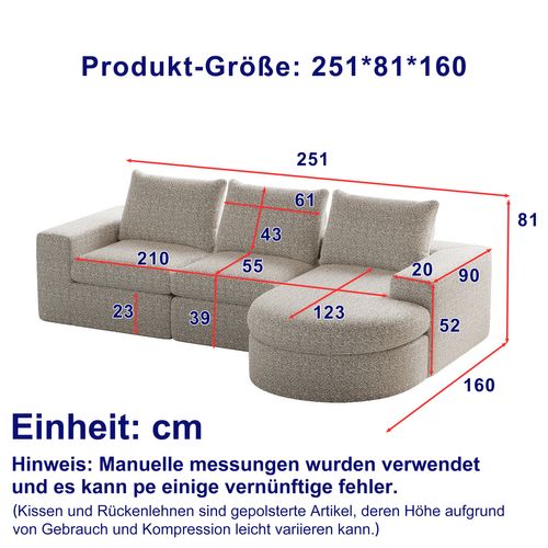 Canapé Modulaire Chenille Beige 4 Modules Avec Méridienne Réversible