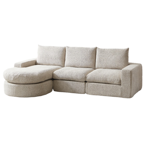 Canapé Modulaire Chenille Beige 4 Modules Avec Méridienne Réversible