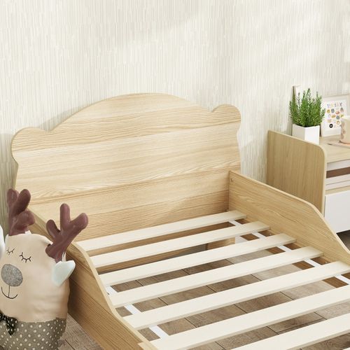 Lit Simple Enfant 70x140 Cm Avec Structure En Bois Naturel Design Ours