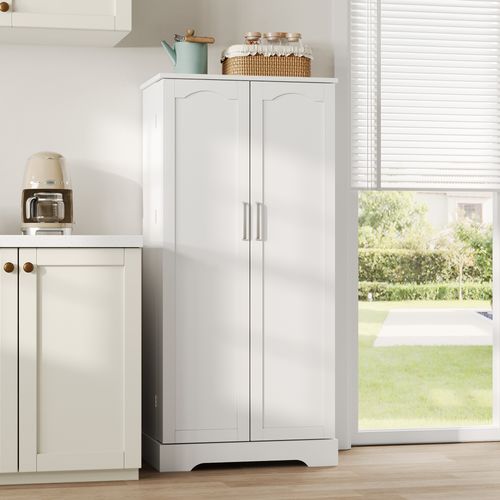 Meuble De Rangement Cuisine 60x35x128 Cm En Mdf Avec éclairage LED à Capteur Blanc