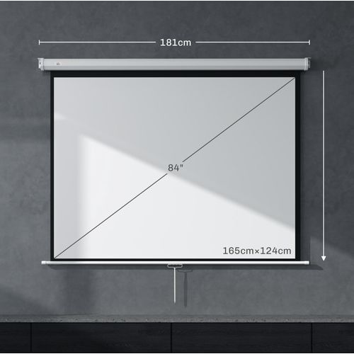 Ecran De Projection 171 X 128 Cm 84 Pouces 4:3 4k, Réglage En Hauteur, Mur Et Plafond, Blanc
