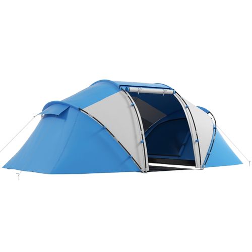 Tente Tunnel 4-6 Personnes Avec Arceaux En Fibre De Verre, Bleue