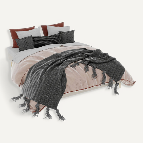 Cadre De Lit Beige 160x200 Cm En Tissu Et Métal Pour Chambre