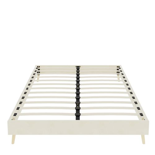 Cadre De Lit Beige 160x200 Cm En Tissu Et Métal Pour Chambre