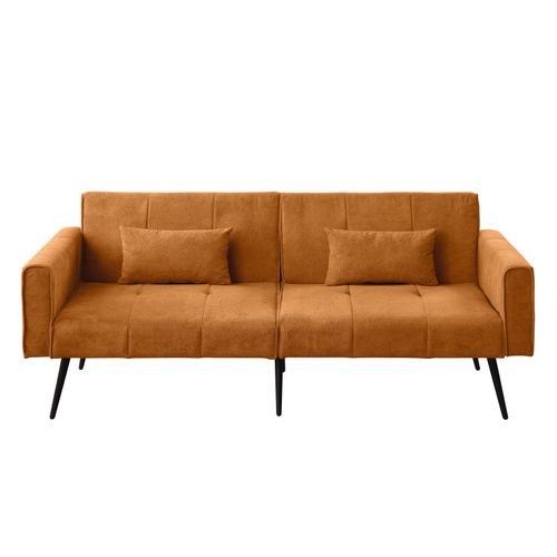 Canapé convertible  En Tissu Orange Avec Pieds En Métal Pour Salon
