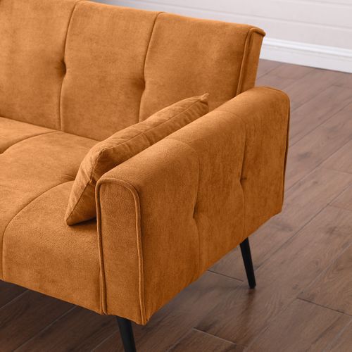 Canapé convertible  En Tissu Orange Avec Pieds En Métal Pour Salon