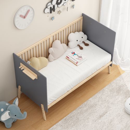 Lit Simple Bébé 80x160 Cm Avec Structure En Bois Massif