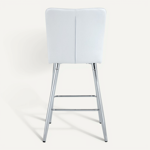 Tabouret De Bar Blanc Et Argent Avec Dossier Ergonomique En Pu