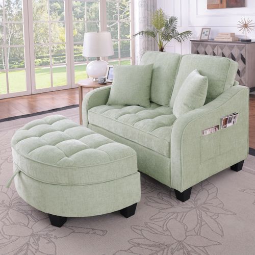 Canapé-lit Cyan 132 X 129 X 93 Cm Avec Pouf De Rangement
