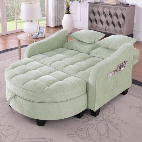 Canapé-lit Cyan 132 X 129 X 93 Cm Avec Pouf De Rangement