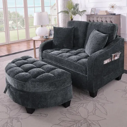 Canapé Convertible Noir 132x129x93cm–Canapé lit compact gain de place avec rangement,petit espace