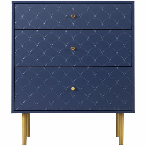 Commode 75 Cm Avec 3 Tiroirs Et Pieds En Métal Marine
